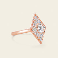 Kite Shape Art Deco Oval Lab Diamond Mosaic Ring