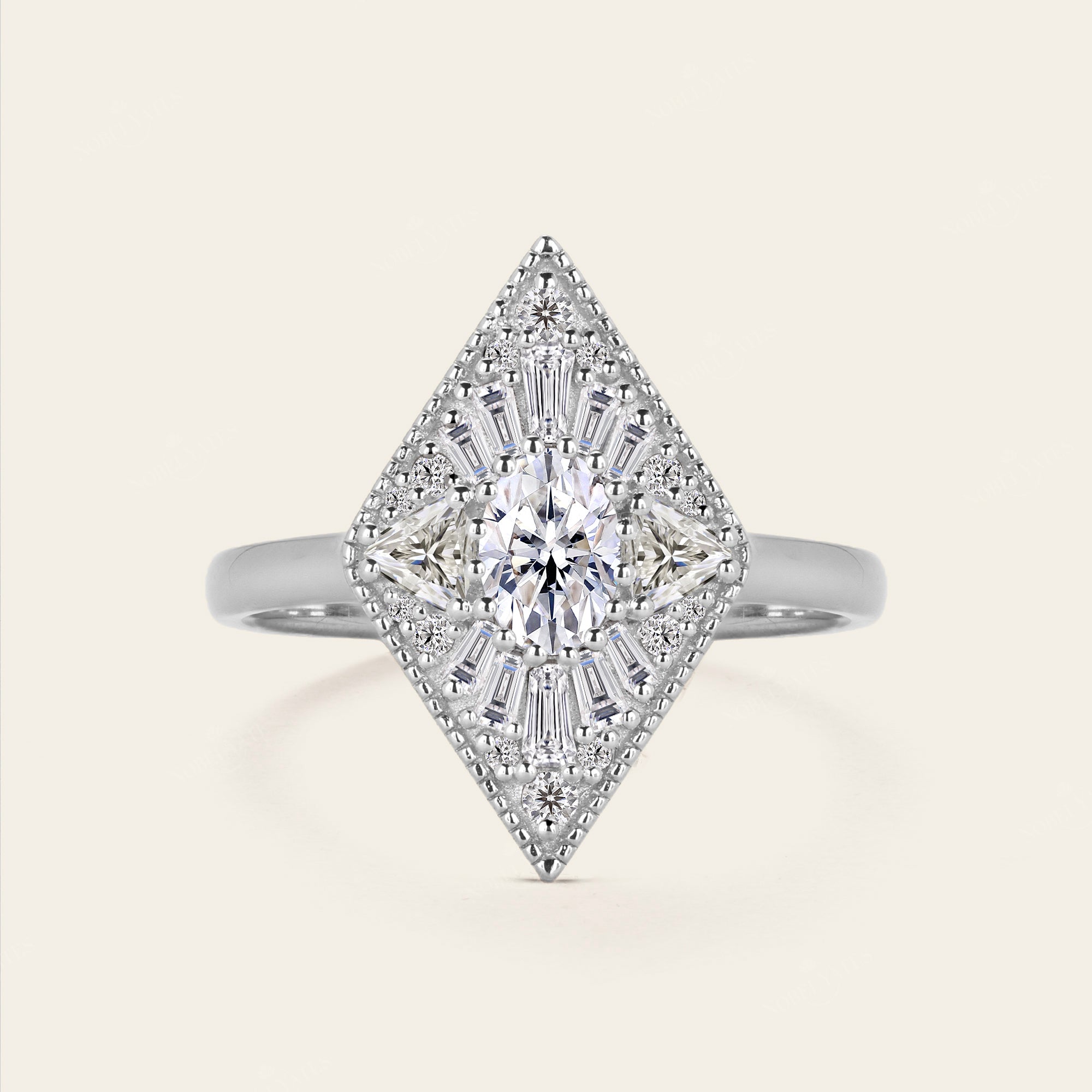 Art deco Moissanite Engagement Ring | Kite Shape – Nobel Yates