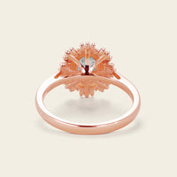 Art Deco Oval Moss Agate Halo Engagement Ring Rose Gold