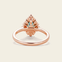 Pear Shape Moss Agate Engagement Ring Art deco Halo Rose Gold