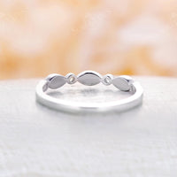 Round Period Milgrain Wedding Band White Gold