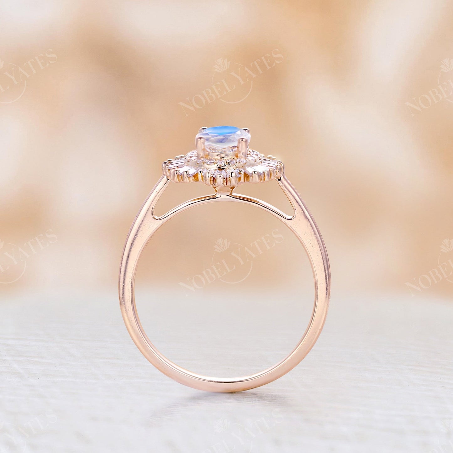 
                  
                    Art deco Oval Moonstone Engagement Ring Rose Gold
                  
                