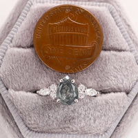 Vintage Pear Salt and Pepper Diamond Engagement Ring White Gold