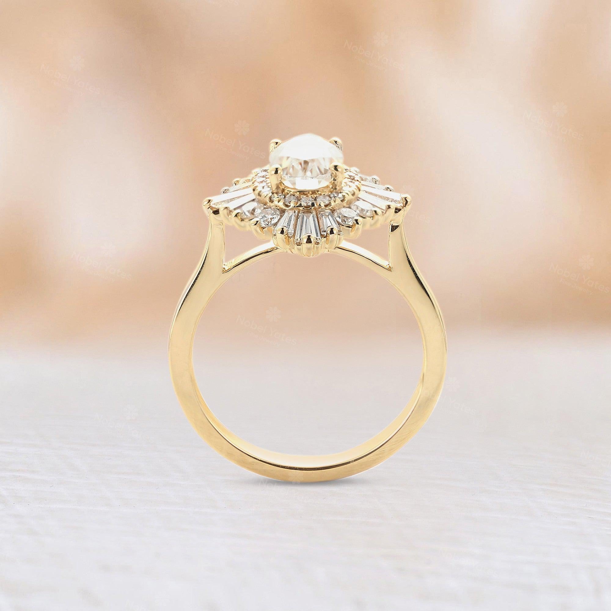 1.30 CT Round Moissanite Engagement hotsell Ring 14K Yellow Gold Ring Vintage Engagement Ring Art Deco Ring Round Brilliant Cut Moissanite Ring