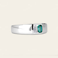 Emerald Cut Lab Diamond & Emerald Toi et Moi Men's Ring