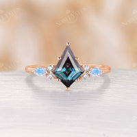 Vintage Lab Alexandrite & Moonstone Rose Gold Cluster Engagement Ring