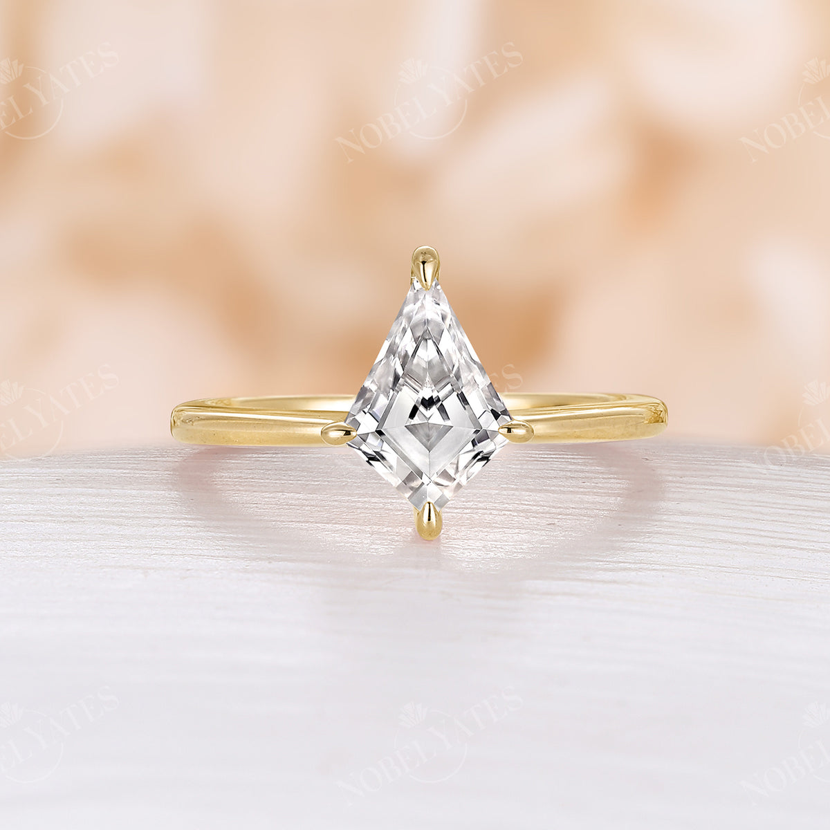 Classic Kite cut Moissante Solitaire Engagement Ring Rose Gold