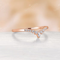 Antique Marquise Cut Moissanite Wedding Band Rose Gold
