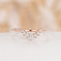 Oval Moissanite Rose Gold Engagement Ring Set Curved Band
