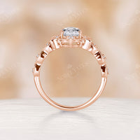 Vintage Pear Cut Moissanite Rose Gold Engagement Ring Half Eternity