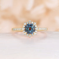 Rose Gold Natural Blue Green Sapphire Engagement Ring