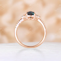 Pear Lab Alexandrite Rose Gold Cluster & Pave Engagement Ring