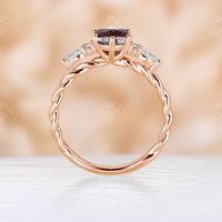 Oval Cut Lab Alexandrite Twist & Cluster Engagement Ring Rose Gold