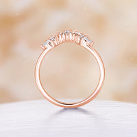 Art Deco Rose Gold Baguette Diamond /CZ Matching Wedding Band