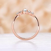 Pear Shape Moissanite Rose Gold Curved Stackable Wedding Band