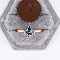 Kite Lab Alexandrite Engagement Ring Art Deco Rose Gold