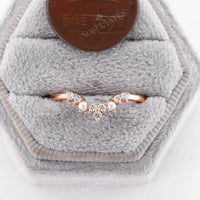 Pearl & Moissanite Curved Matching Wedding Band Rose Gold