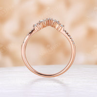 Unique Round Cut Moissanite Pave Curved Wedding Band Rose Gold