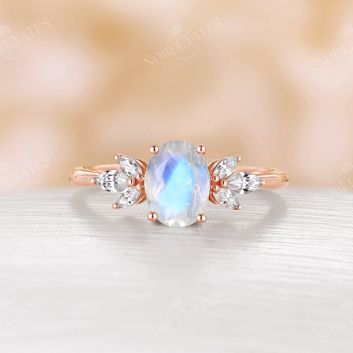 moonstone engagement ring set