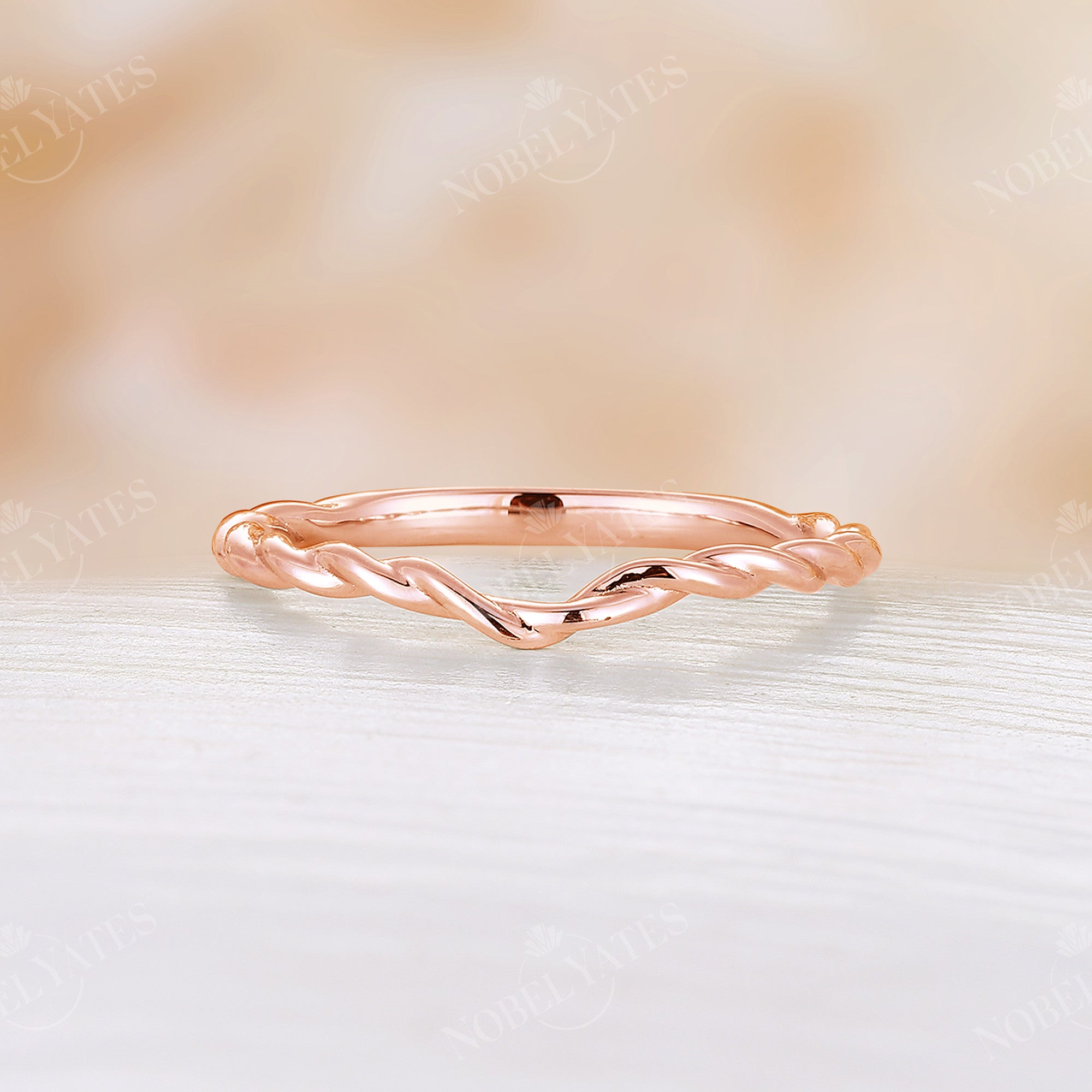 Curved rose gold band clearance