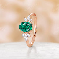 Lab Emerald Marquise Moissanite Cluster Rose Gold Ring