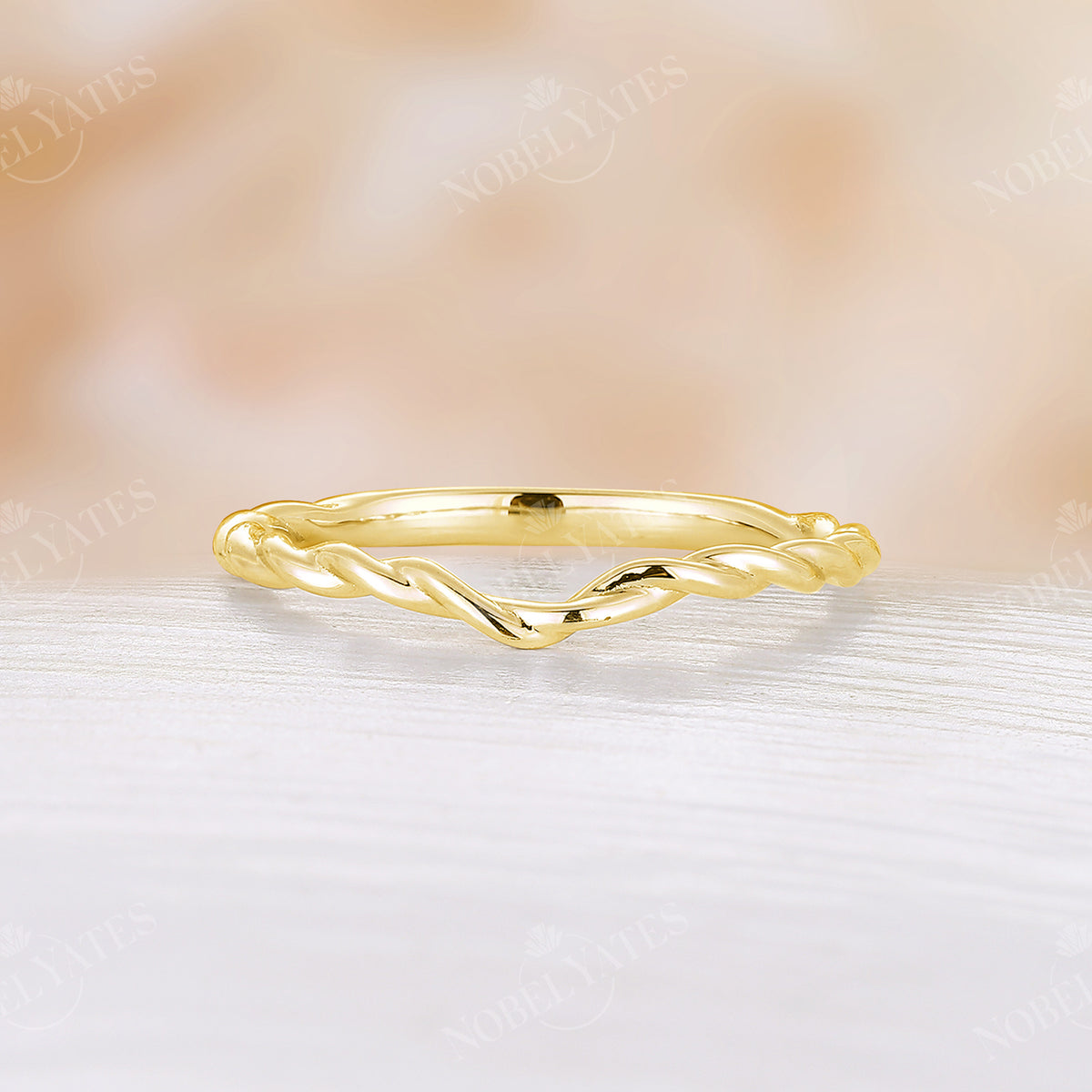 Antique Plain Gold Twist Curved Wedding Band Rose Gold