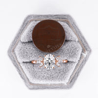 Vintage Moissanite Oval Cluster Engagement Ring Rose Gold