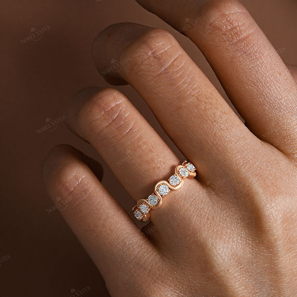 Art Deco Round Lab Diamond Full Eternity Wedding Band