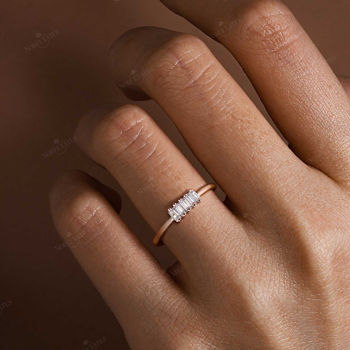 Art Deco Baguette Lab Diamond Wedding Band