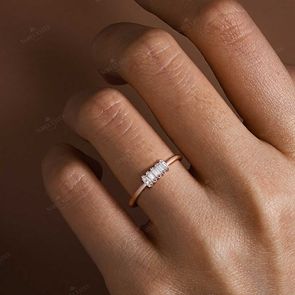 Art Deco Baguette Lab Diamond Wedding Band