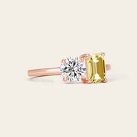 Art Deco IGI Lab-Grown Yellow Diamond Toi et Moi Two Stones Ring