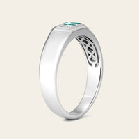 Emerald Cut Lab Diamond & Emerald Toi et Moi Men's Ring