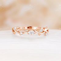 Rose Gold Moissanite & Diamond Branch Matching Wedding Band