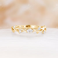 Rose Gold Moissanite & Diamond Branch Matching Wedding Band