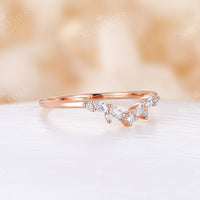 Antique Marquise Moissanite Curved Wedding Band Rose Gold