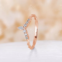 Antique Marquise Cut Moissanite Curved Wedding Band Rose Gold