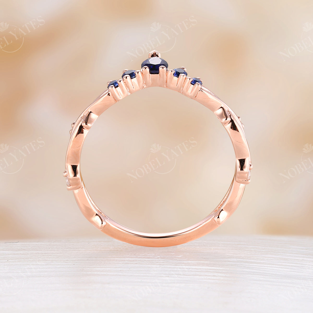 Lab Alexandrite Leaf & Branch Design Engagement Ring Set Pear Shape
