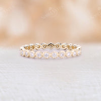 Round Moissanite Full Eternity Wedding Band Yellow Gold