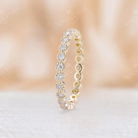 Round Moissanite Full Eternity Wedding Band Yellow Gold