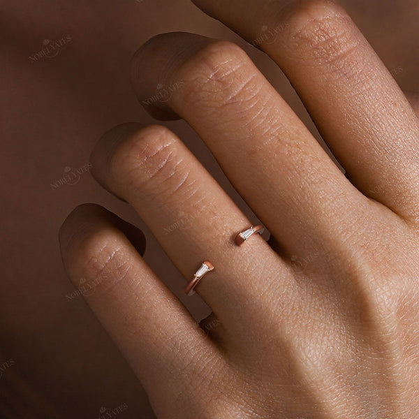 Tapered Baguette Lab Diamond Open Wedding Band