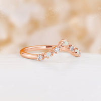 Curved Moissanite&White Opal Matching Band Rose Gold