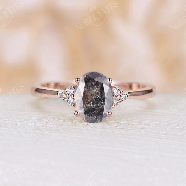 Oval Alexandrite Cluster Engagement Ring Yellow Gold