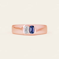 Lab Diamond & Lab Sapphire Toi et Moi Men's Engagement Ring