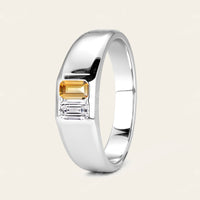 Lab Diamond & Citrine Toi et Moi Men's Engagement Ring