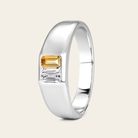 Lab Diamond & Citrine Toi et Moi Men's Engagement Ring