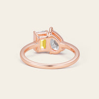 IGI Pear & Emerald Lab-Grown Yellow Diamond Toi et Moi Ring