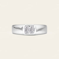 Two Emerald Cut Lab Grown Diamond Men's Engagement Ring