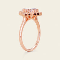 Emerald Cut Art Deco Lab Diamond Starburst Ring