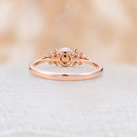 Akoya Pearl Side Stone Engagement Ring Rose Gold