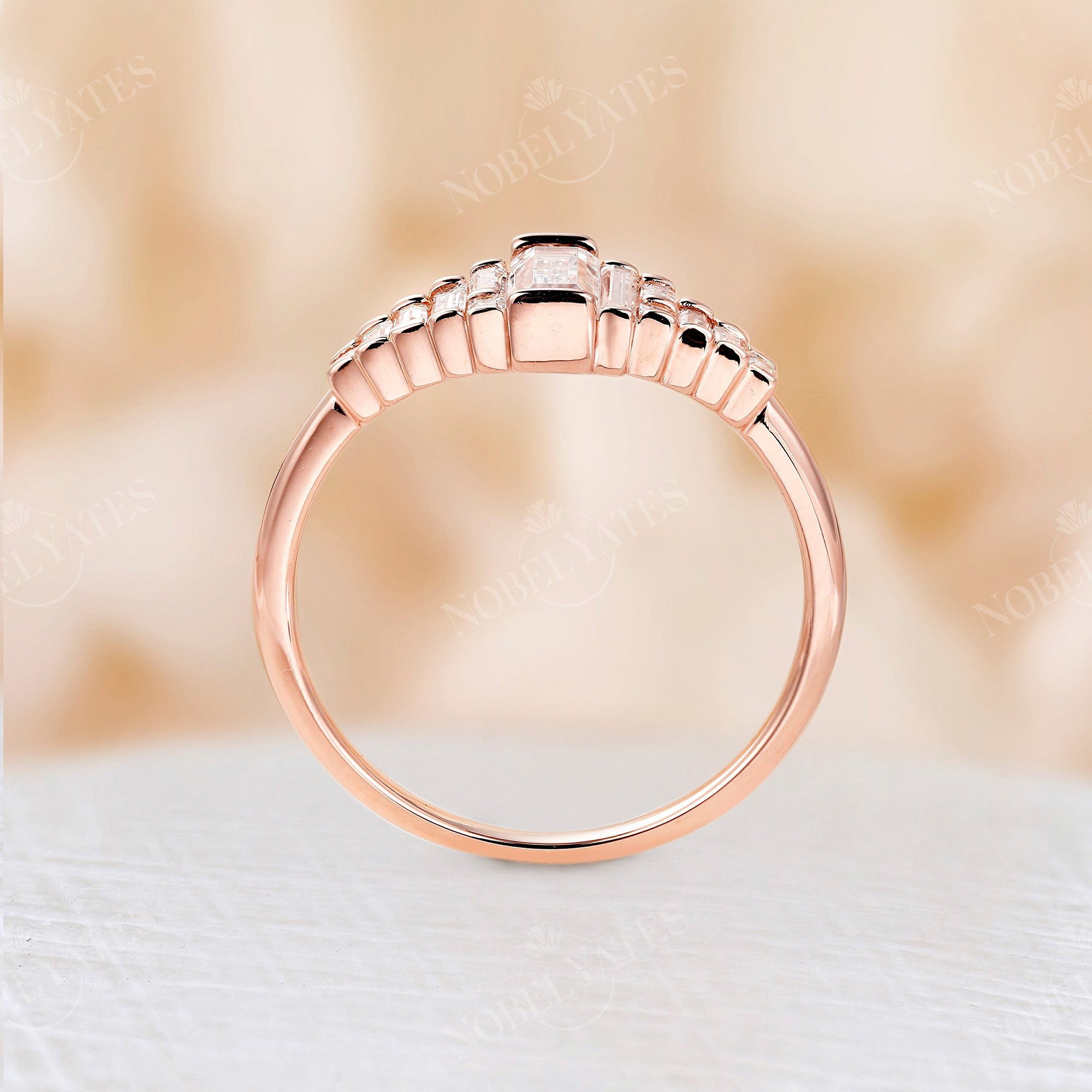 Rose Gold Baguette Ring, Art Deco Ring, Baguette Jewelry, Engagement Ring, Wedding newest Ring, 925K Sterling Silver, 14K & 18K Solid Rose Gold